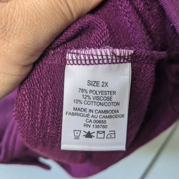 PENNINGTONS Plus Size Cardigan Size 2X Purple With Black Dots - Picture 6 of 9